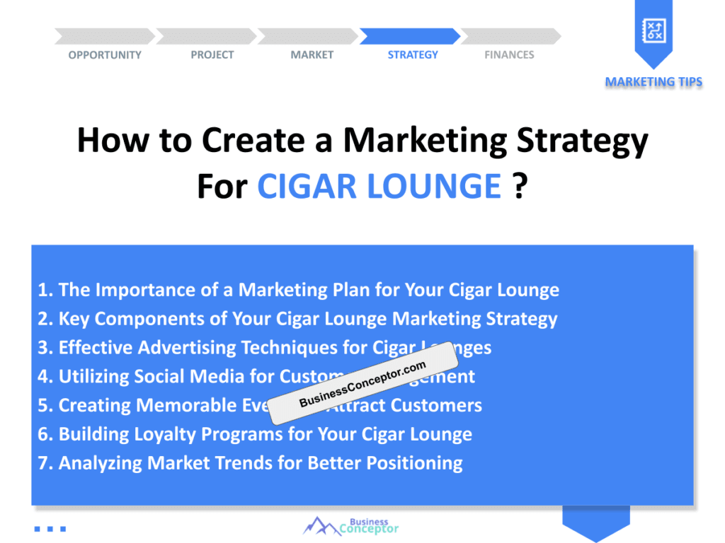 Cover MARKETING PLAN for Cigar Lounge