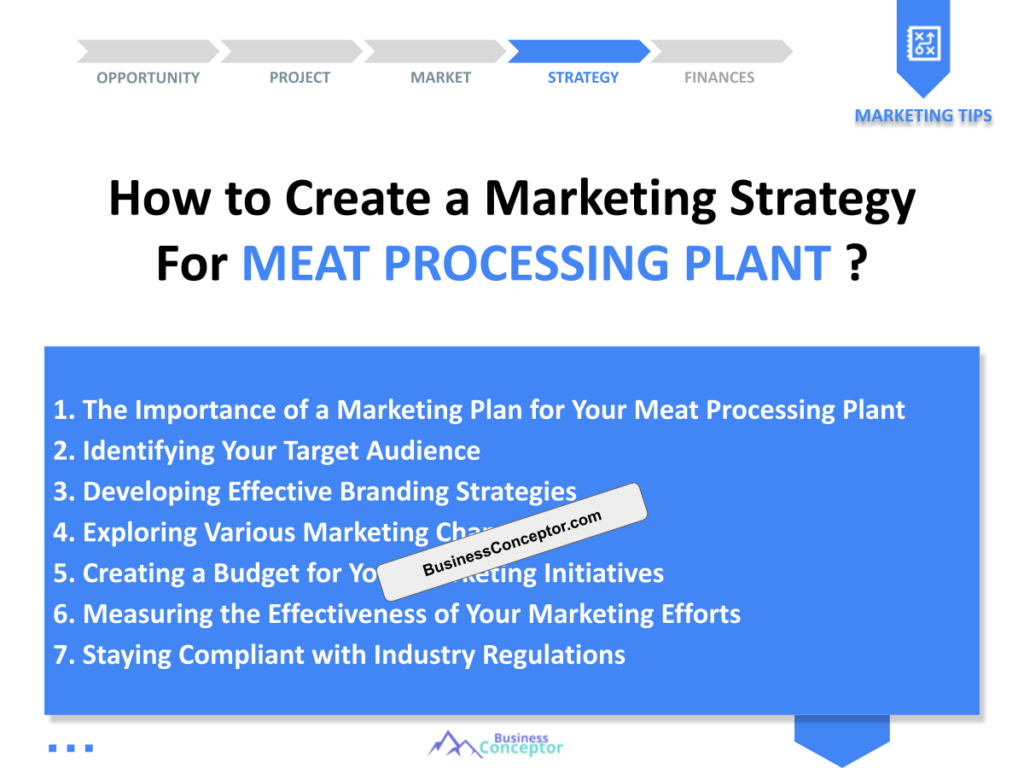 Cover MARKETING PLAN for Meat Processing Plant