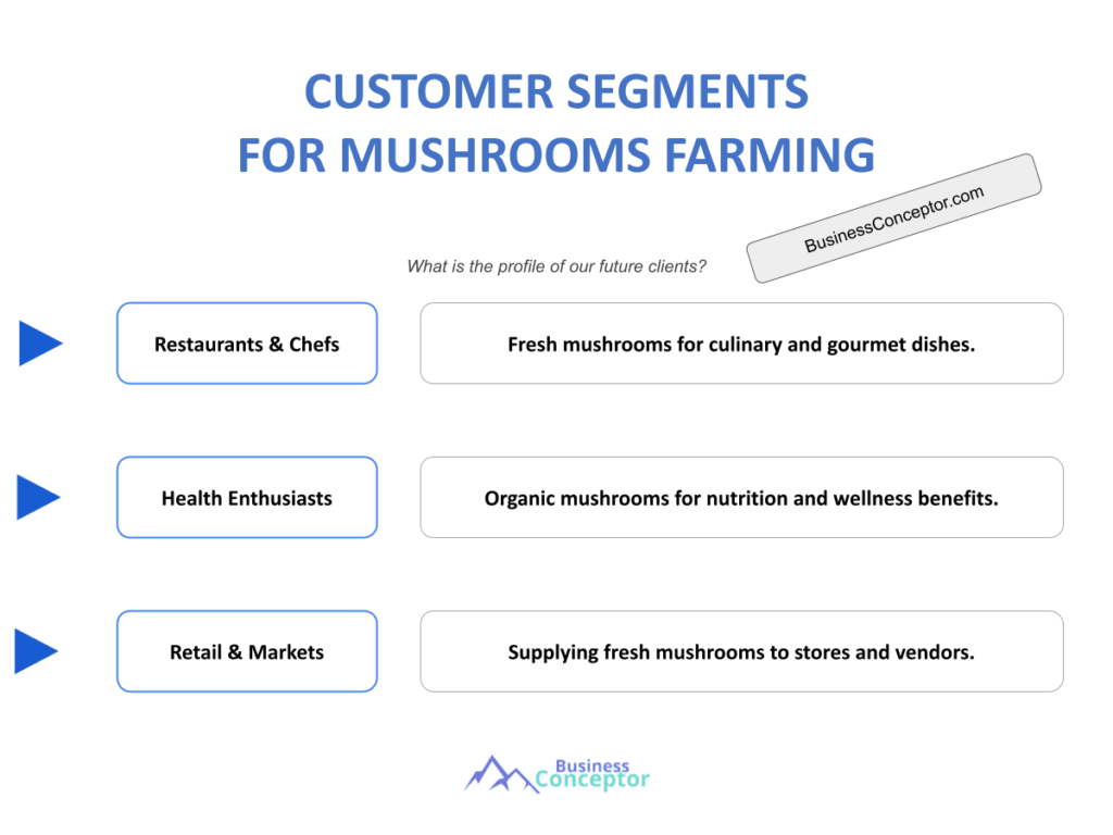Cover CUSTOMER SEGMENTS for Mushrooms Farming