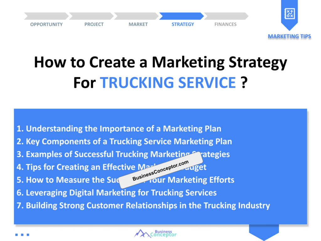 Cover MARKETING PLAN for Trucking Service