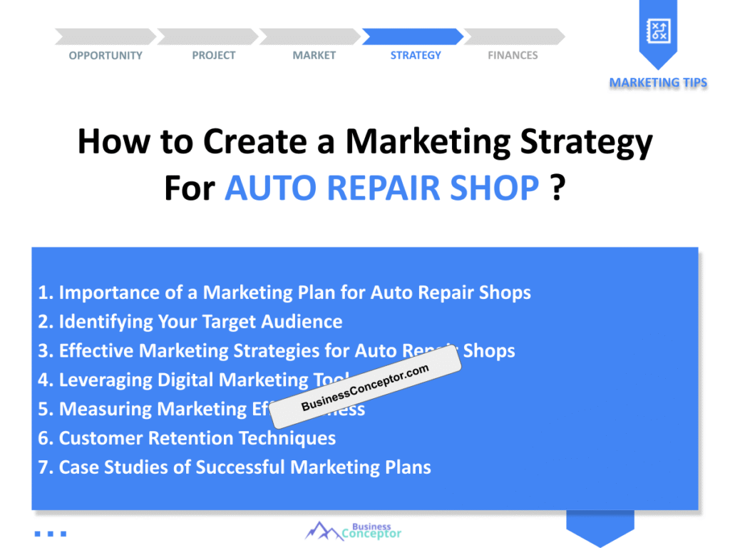 Cover MARKETING PLAN for Auto Repair Shop