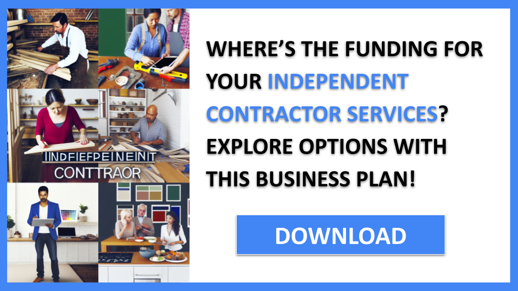 Business Plan Example for Independent Contractor Services - Independent Contractor Services Funding Options- CTA1