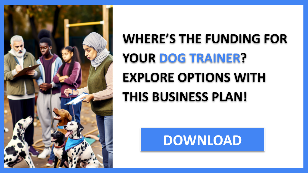 Business Plan Example for Dog Trainer - Dog Trainer Funding Options- CTA1