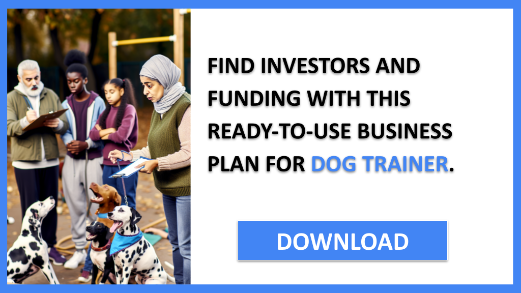 Business Plan Example for Dog Trainer - Dog Trainer Funding Options- CTA3